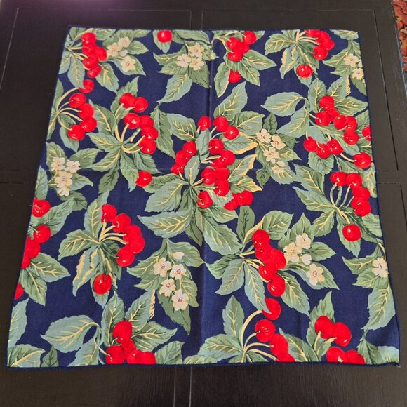 Now Designs Blue Floral Cherry Cotton Table Napkins Set of 6 - Picture 3 of 6